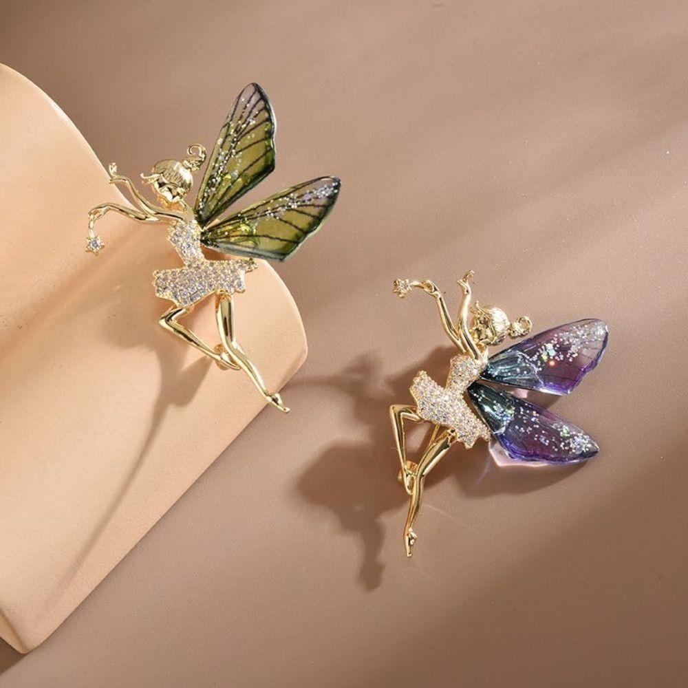 Metal Dancing Girl Brooch Light Luxury Butterfly Brooch Delicate Women's Brooch Clothes Decoration