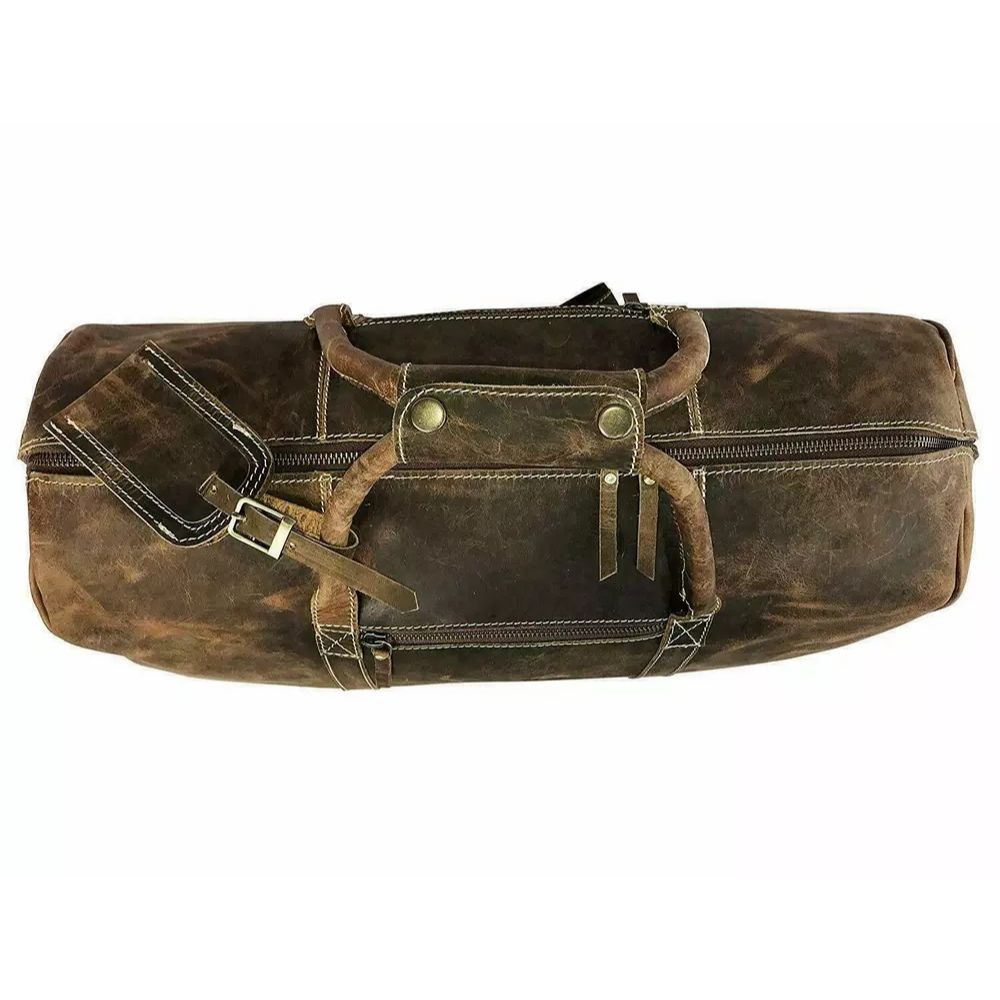 21" Handmade Buffalo Men Travel Luggage Gym Vintage Leather Duffel Luggage Bag