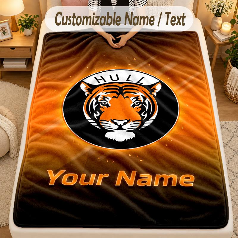 Flannel BlanketHull City Custom Name Text Personalized Soft Warm Throw Blanket Home Decor Gift