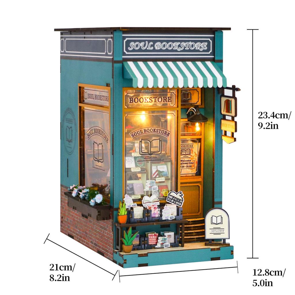 Hongda 3D Bookstore Bookend Model Kit: Adult Decompression Toy Gift