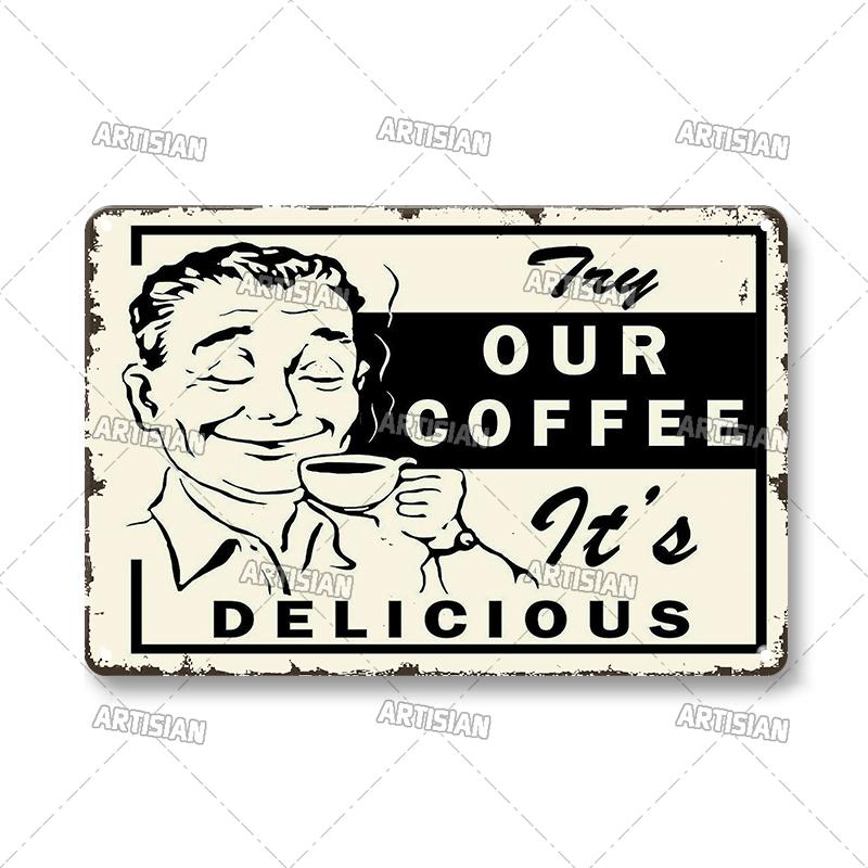 Vintage Coffee Metal Tin Sign Decorative Plate Retro Tea Time Metal Poster Home Bar Cafe Indutrial Decor Old Wall Metal Signs
