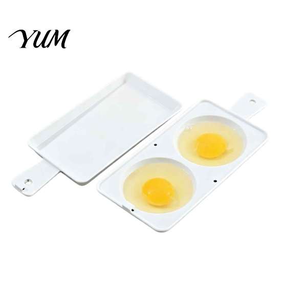 Double Egg Poacher Microwave Poacher, 2?Cavity Steamer Cooker with Lid & Handle, Portable Kitchen Tool Boiler Mold, Quick Breakfast Gadget for Home