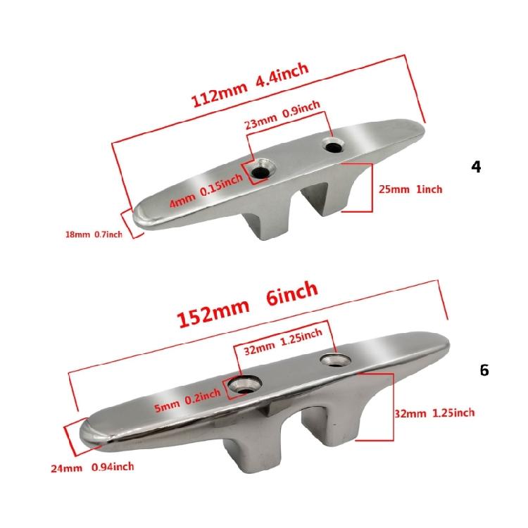 Professional 316 Stainless Steel Eye Pad Oxidation Resistant Cleat Short Leg Boat Mooring Hardware for Boat Dock Mooring