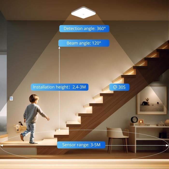 Plafonieră LED - Combuh - 30W - Detector de Mișcare - Impermeabilă IP56 - 2400LM - Alb Cald 3000K