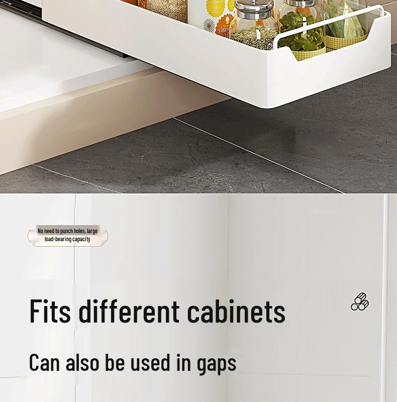 No-Install Spice Rack & Drawer Basket for Under-Sink Kitchen Storage