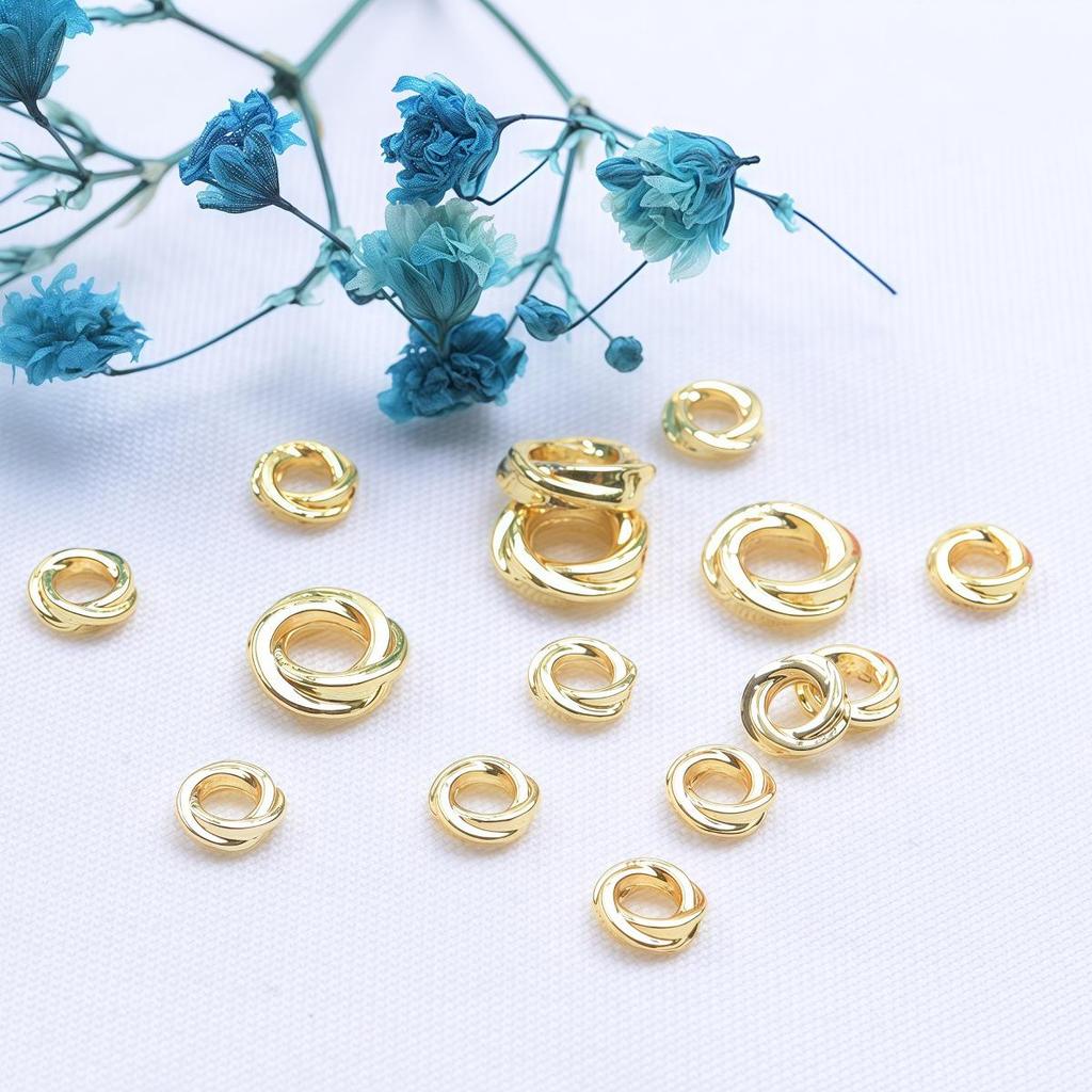 18K Gold Plated Colorfast Twisted Round Spacer Beads for DIY Jewelry and Handmade Bracelets, 4mm & 6mm.