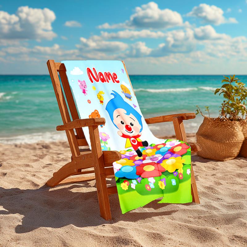 Personalized customized proof beach towel with plim plim pattern - soft, absorbent,quick-drying,perfect swimming,camping&bathing