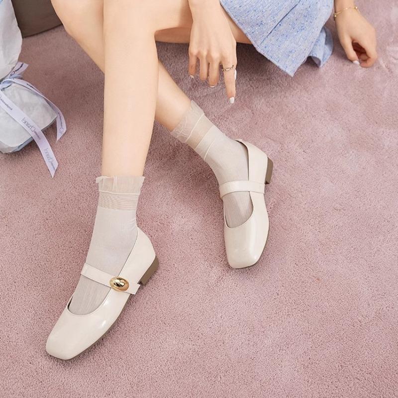 Fashion 2025 New Flat Retro Versatile High Heels Spring and Autumn New Fashion Slip-on Lightweight Square Toe Elegant Shoes for Women