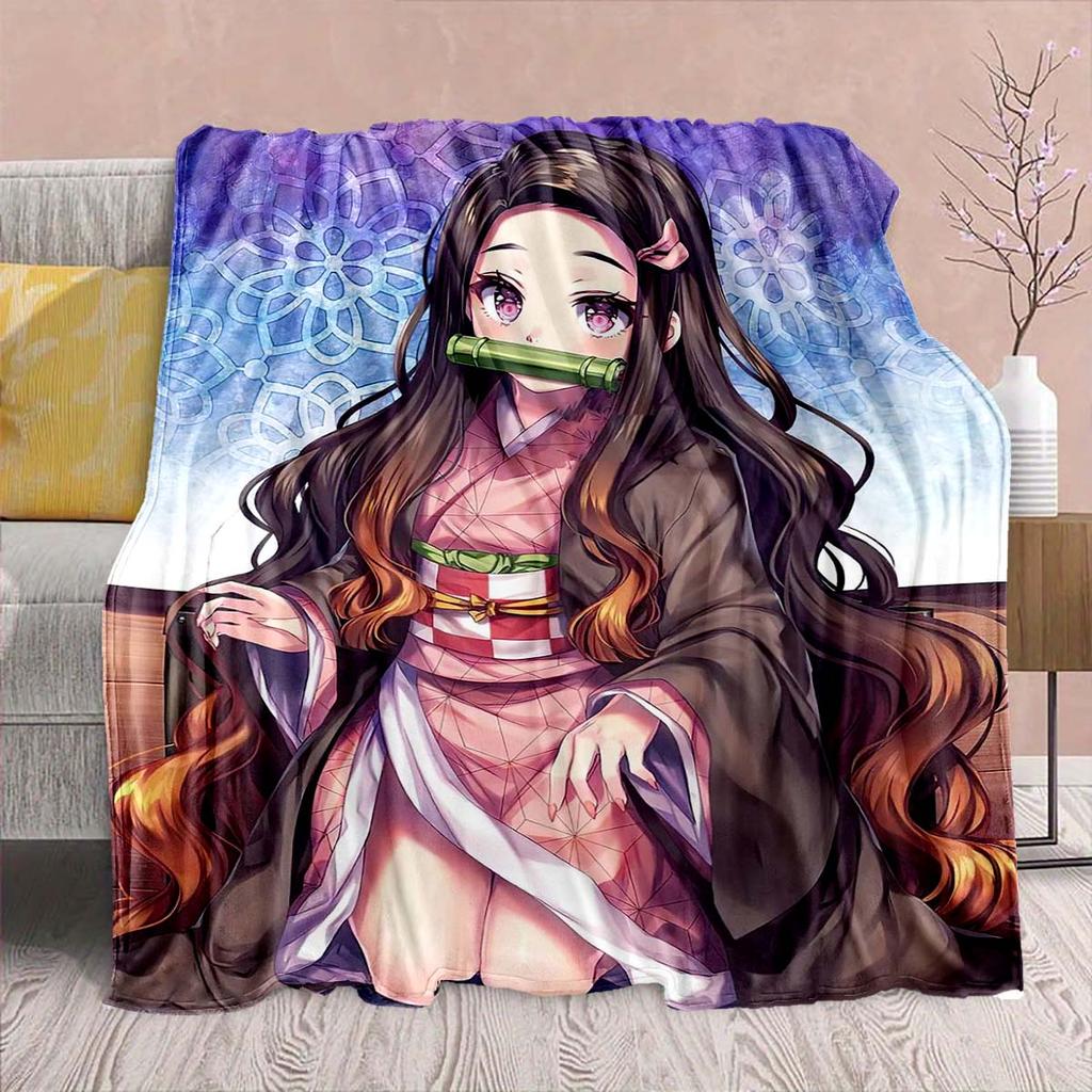 Demon Slayer Anime Flanelldecke - Weich Warm Perfekt für Sofa, Bettwäsche Camping Reise Büro Heimdekor -QJY
