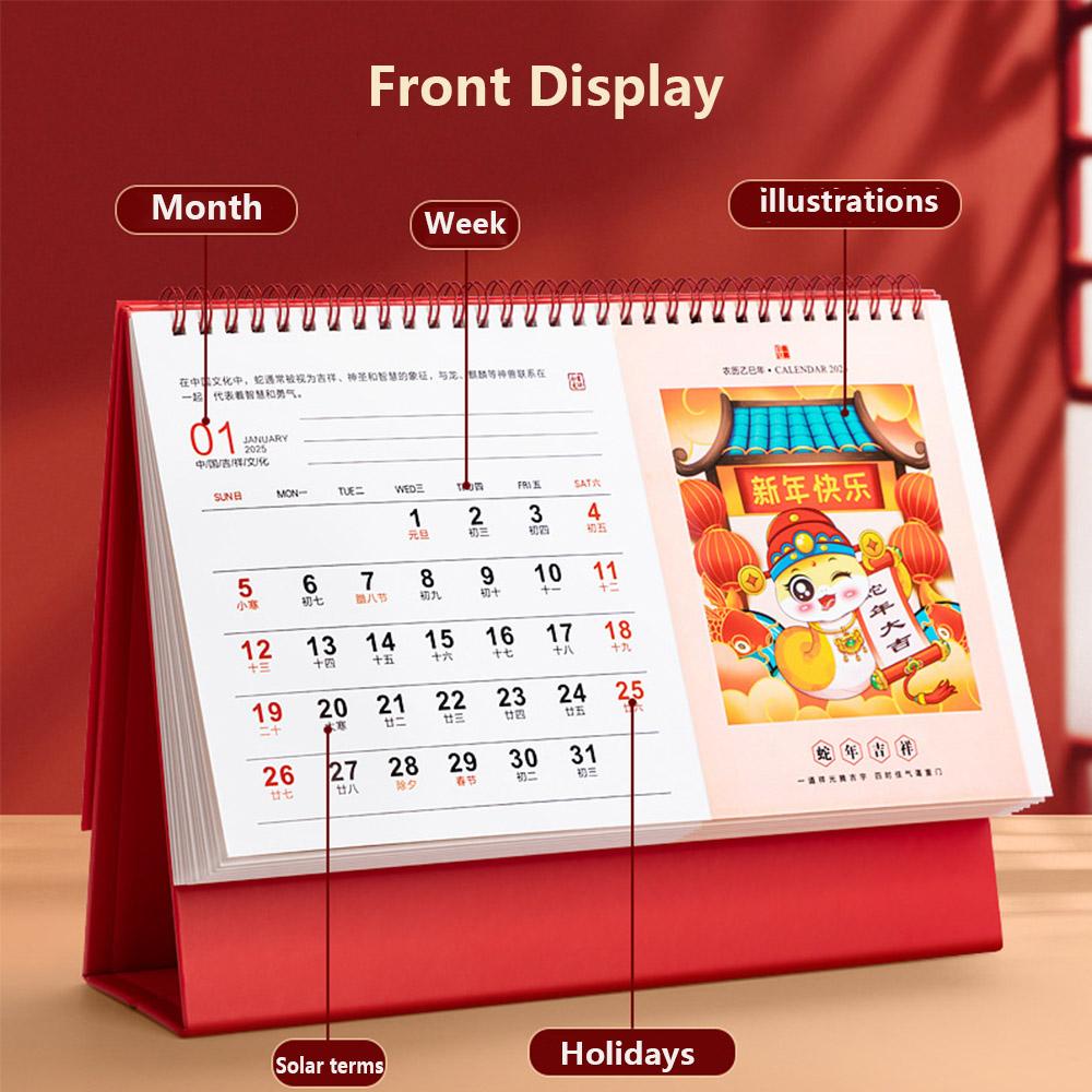 Paper Snake Year Desk Calendar China Style Desktop Flip Calendar New Standing Desktop Calendar
