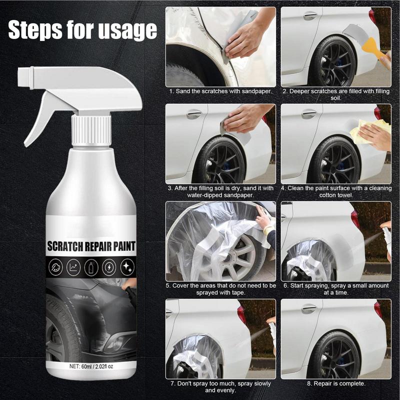 Scratch Repair Spray Black & White Portable Car Polishing Spray Deep Scratch Repairing Wax Scratch Remover Polishing Paint