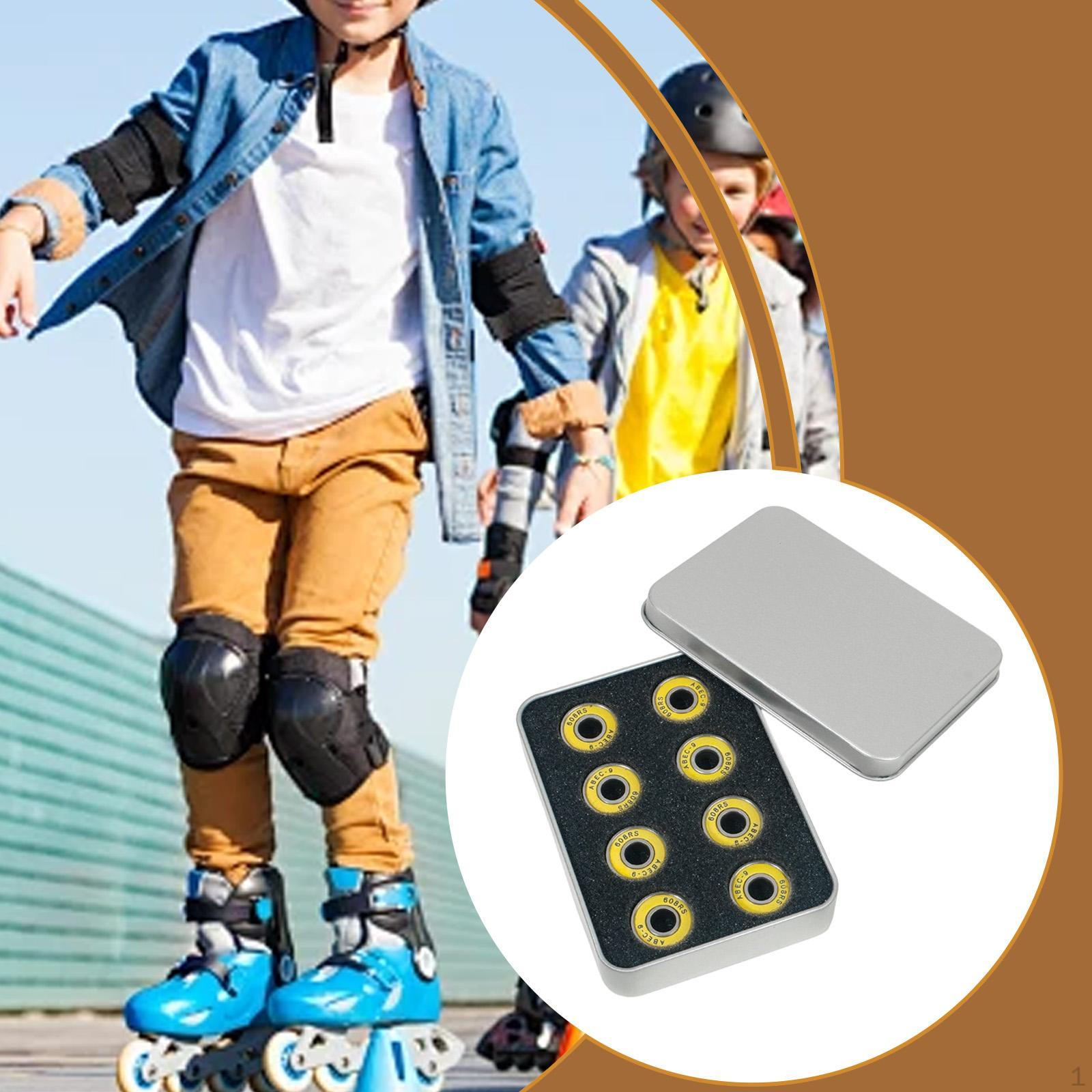 

8 Pieces Double Row Roller Skate Bearings Replace Functional High Performance Speed 608RS-9 for