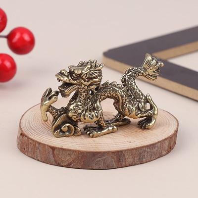 Vintage Ornament Retro Zodiac Dragon Statue Brass Decor Prosperity Chinese Style Dragon Luck