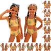 Zweiteiliger Badeanzug für Mädchen mit Blumenmuster Tankini-Oberteil und High-Waist-Unterteil Sommer Strandmode Badeanzug-Set für Kinder