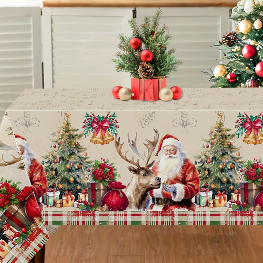 Christmas Santa Claus Tablecloth Merry Christmas Decoration for Home 2025 Dining Table Cover Xmas Ornament Navidad New Year 2026