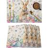 Easter Bunny Egg Floral Placemats Holiday Party Decor Spring Flowers Leaf Plants Dining Table Mats Place Mats Easter Decorations