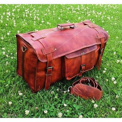 Leather Duffle Bag Handmade Leather Weekender Gym Bag Men Vacation Duffel Bag Travel Bag Overnight Bag, Leather Flap Holdall
