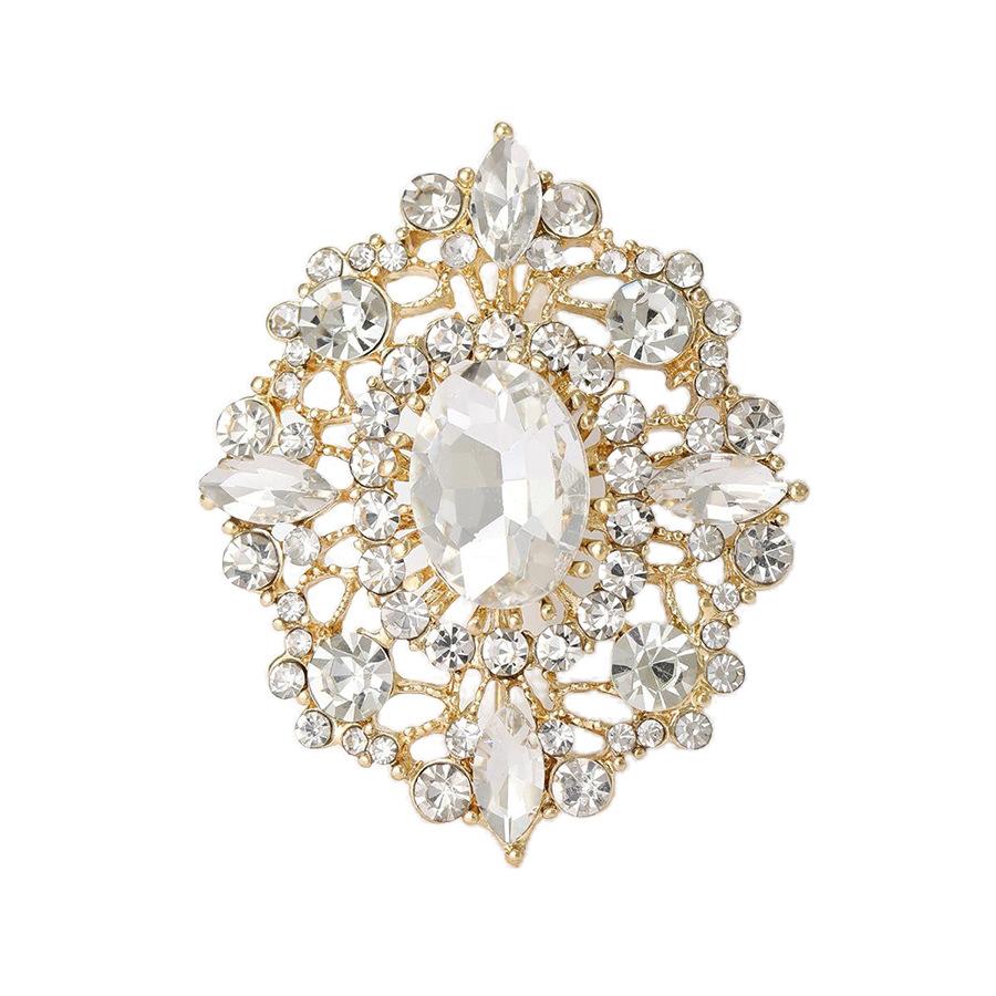 European and American court retro brooch high-end female luxury crystal badge trendy personality temperament pin coat corsage accessories