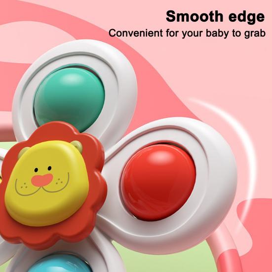 3Pcs Desktop Spinner Toy with Suction Cup Built-in Beads Colorful Rotating Rattles Emotional Comfort Sensory