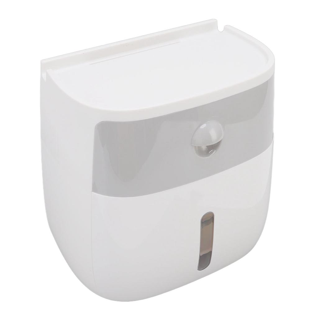 Tissue Holder Wall Mounted Toilet Paper Box Waterproof Roll Paper Storage Box With Push Button Gray White