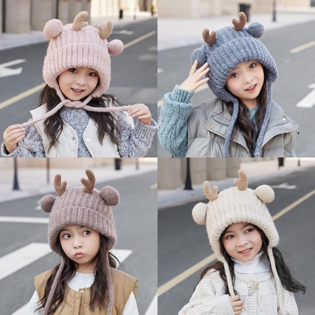 Toddler Reindeer Eared Knit Cap With Windproof And Thermal Features For Winter