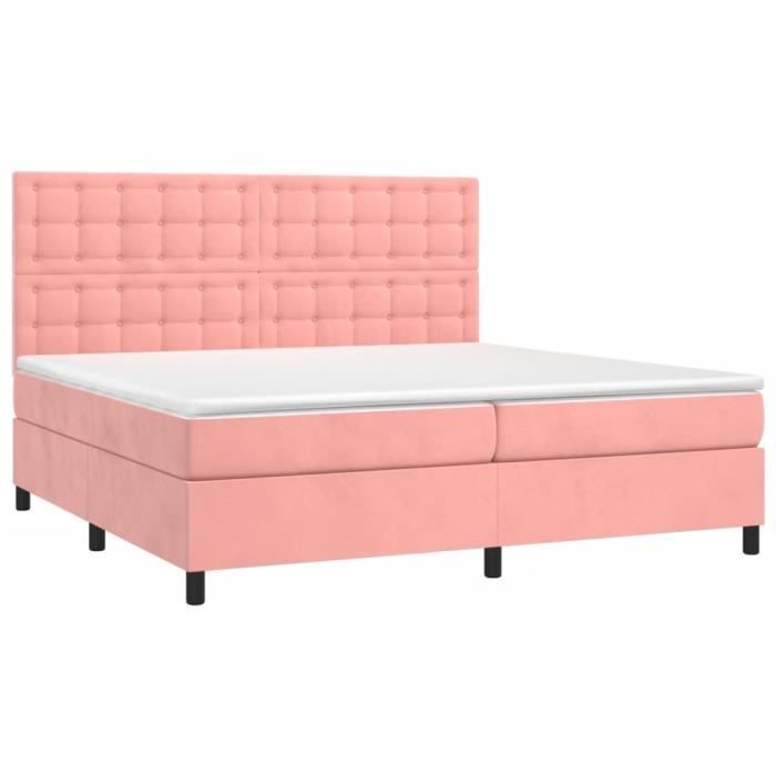 VidaXL Lit à sommier tapissier avec matelas Rose 200x200 cm Velours - Modèle 3143288