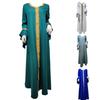 Ramadan Muslim Gold Embroidery Dresses Abayas Dubai Casual Kaftan Robe Ethnic Costumes with Long Sleeve for Womens