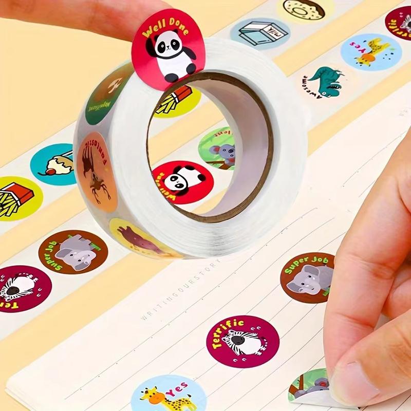Roll up Stickers Animal Roll Stickers Cute Sticker DIY Gift Sealing Label Decoration School Teaching Incentive Supplies TMZ