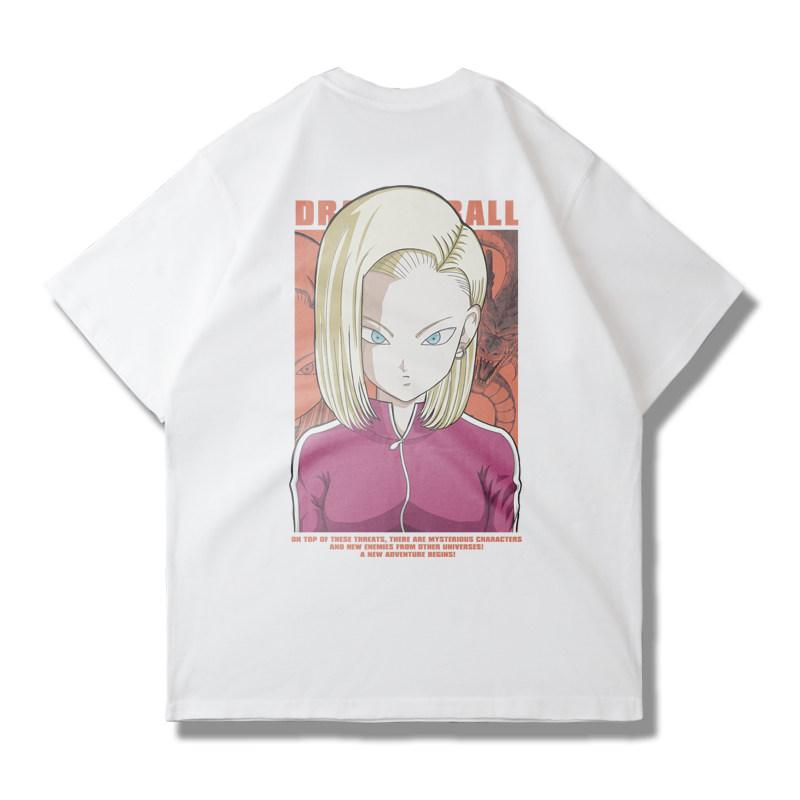 The Anime Dragon Ball Collaboration Black Goku Shortsleeved Tshirt for Men and Women in Loose Black and White for Summer
