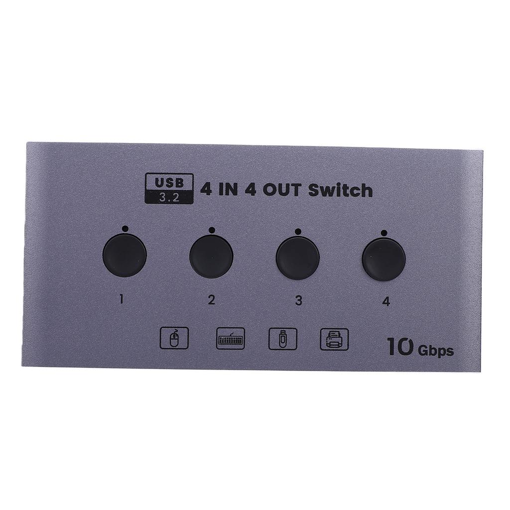 4X4 USB 3.2 Switch 10Gbps High Speed Type C USB A Switch Selector for Keyboard Mouse Printer Scanner EU Plug