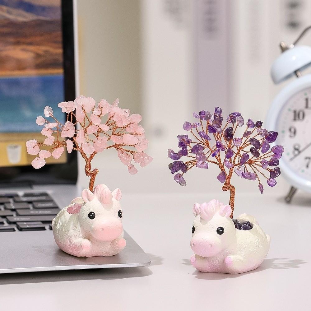 Cartoon Purple Crystal Money Tree Natural Crystal Desktop Ornament Home Decor