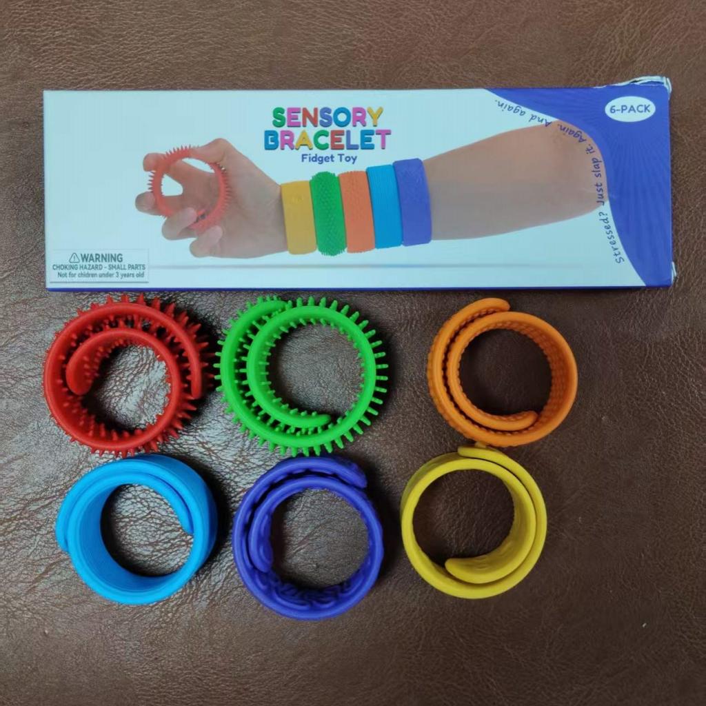 Braccialetti slap sensoriali Giocattoli antistress per Bambini e Adulti, 6 Pezzi Braccialetto Fidget Sollievo dallo Stress Giocattoli Sensoriali per Autismo ADHD Ansia Aiuto,