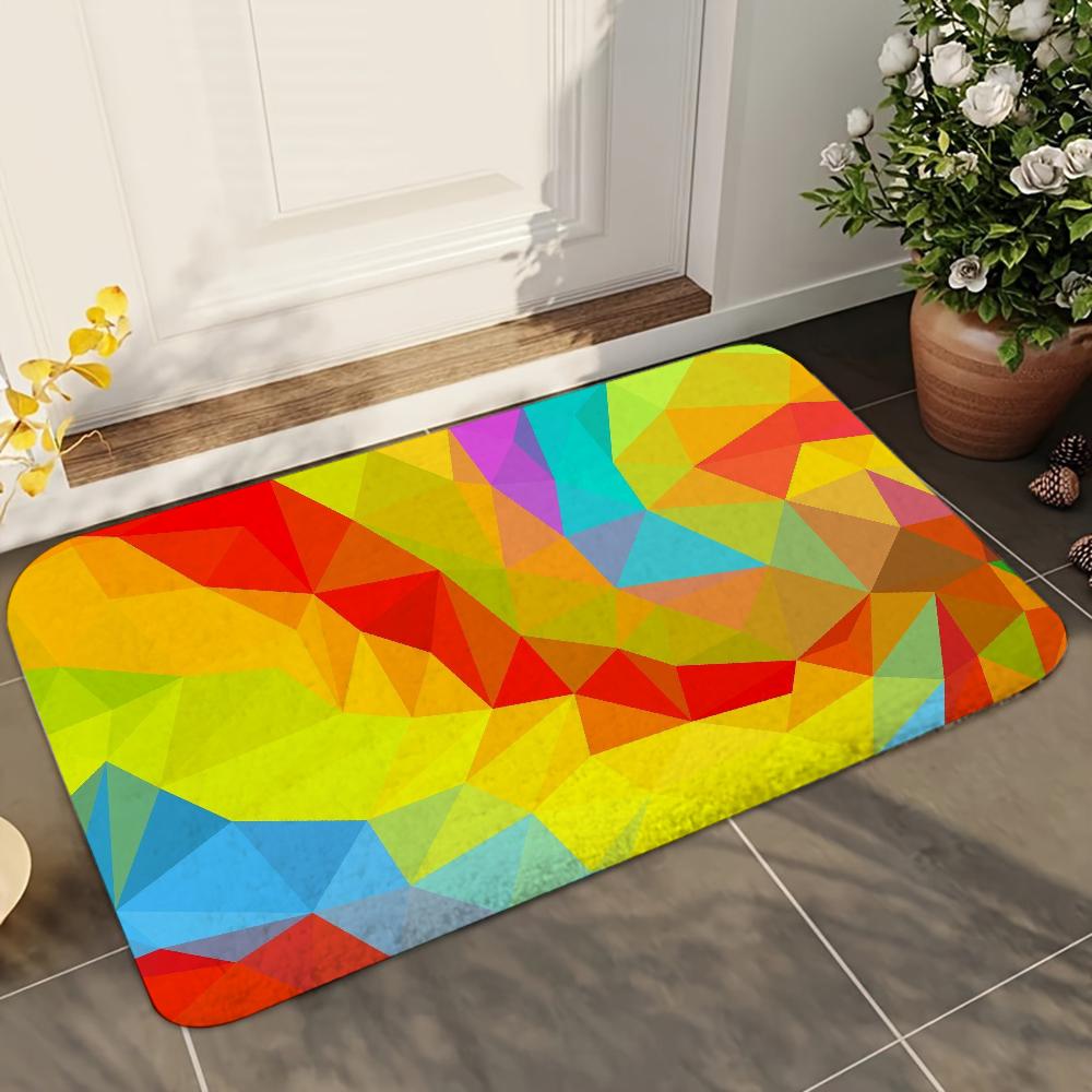 1 Stück Bunte Geometrische Block Badezimmer Saugfähige Matten Rutschfeste Matten Heimdekor Zubehör Teppiche Heim Küche Bodenmatten