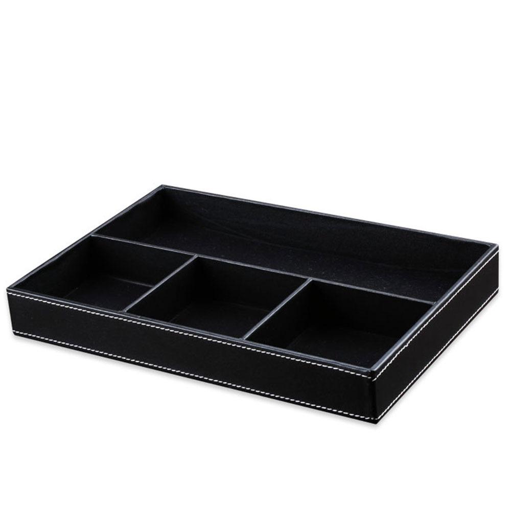 Pu Leather Desk Drawer Organizer Multi-Functional Jewelry Box For Office Supplies