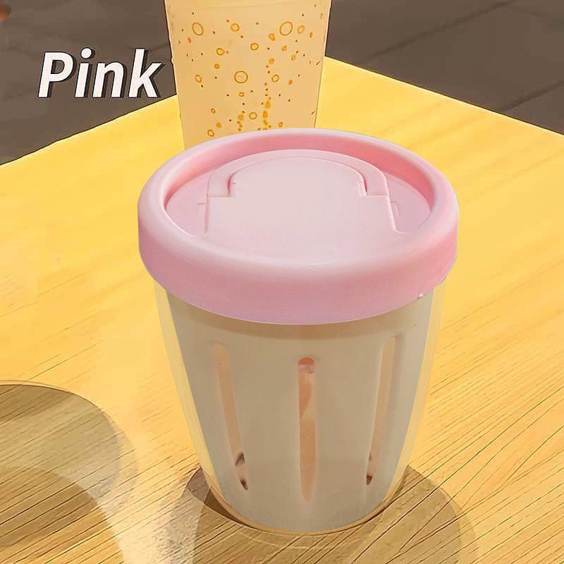 Salad Cup with Fork Cylindrical Plastic Fruit Container Multifunctional with Drainage Portable for Lunch and Snacks