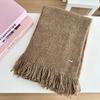 Wool Scarf for Women Knitted Yarn Solid Color Shawl for Couples Fashionable Tassel Scarf for Men
