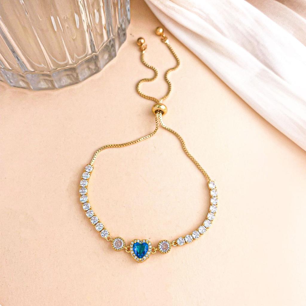Bracelet Colorful Love Zircon Bracelet Light Luxury High-end Pull-out Bead Adjustable Bracelet Exquisite and Versatile Girlfriend Model