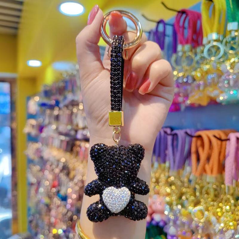 Cute Heart Bear Keychain With Czech Rhinestones For Couples And Gifts