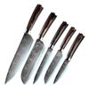 5Pcs Damascus Chef Knife Wood Handle Damascus Kitchen Knife Santoku Slicing Chef Paring Utility