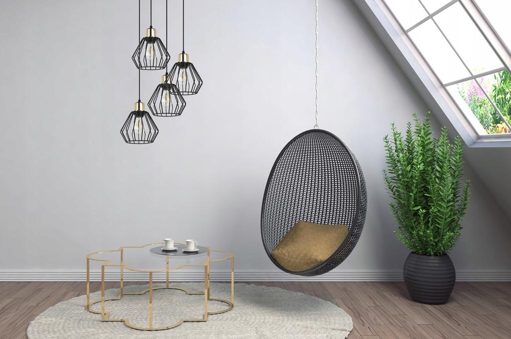 Hanging Lamp, Ceiling Chandelier, Wire Shade, Led