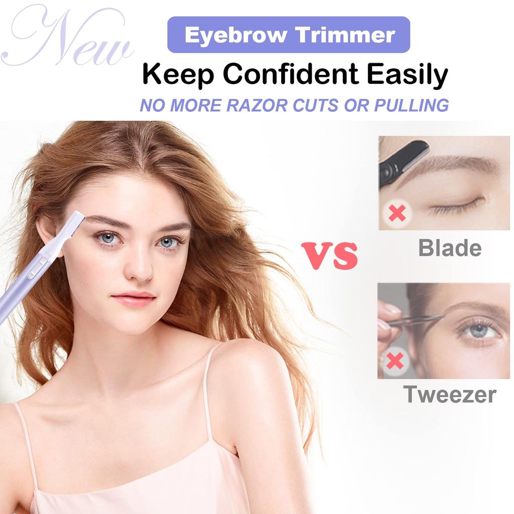 Electric Eyebrow Trimmer for Women, Facial Hair Razor Removal for Men, Mini Epilator for Bikini, Remover for Face, Chin, Peach P
