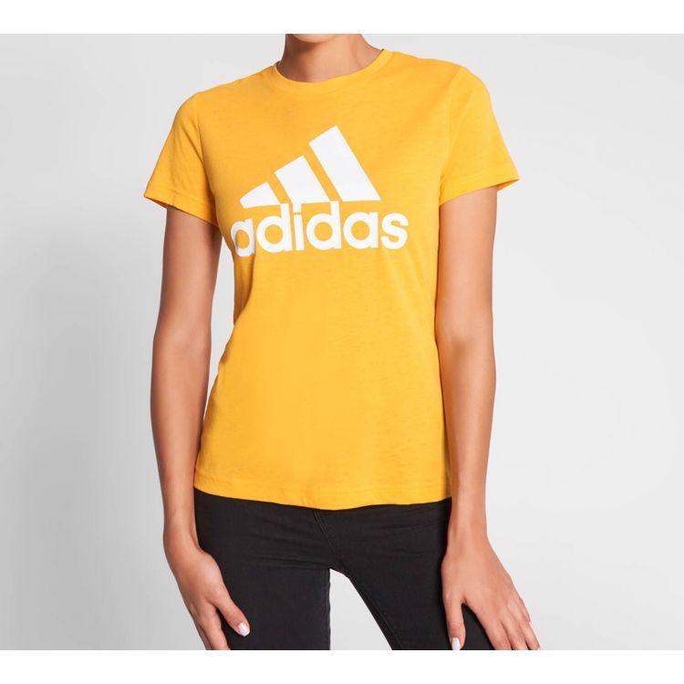 Adidas Basic Series Round Neck Short Sleeve Sports T-Shirt Women Tops Yellow EB3794