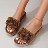 2023 Ny korksula blomma fast solid tjockbottnad tofflor Bär strandsandaler med platt botten utanför