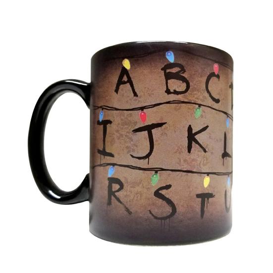 Yousheng  Retro Colorful String Light Alphabet Coffee Cup Color Changing Ceramic Mug Rustic Heat Sensitive Cup for Hot Cocoa Tea Milk Hot Drinks
