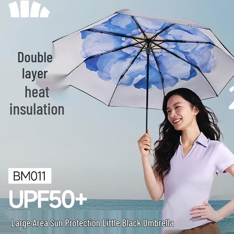 Beneunder UV Protection Double-Layer 3-Fold Sun/Rain Umbrella