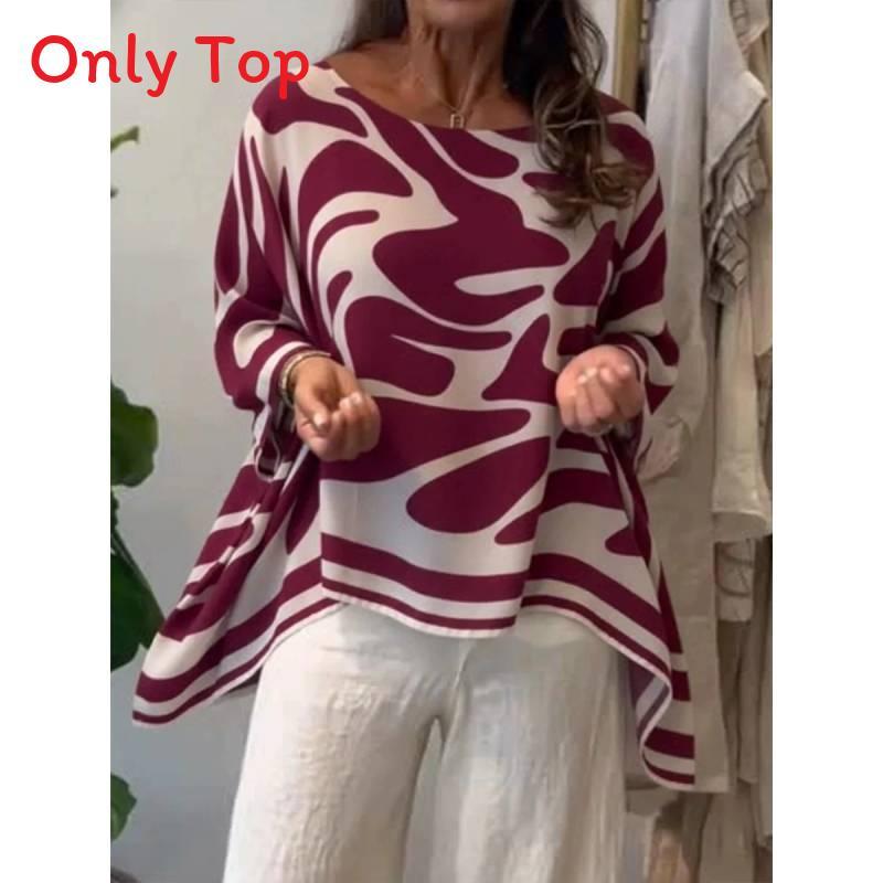 Chiffon Blouse With Digital Print For Women Spring Casual Loose Fit Shirt