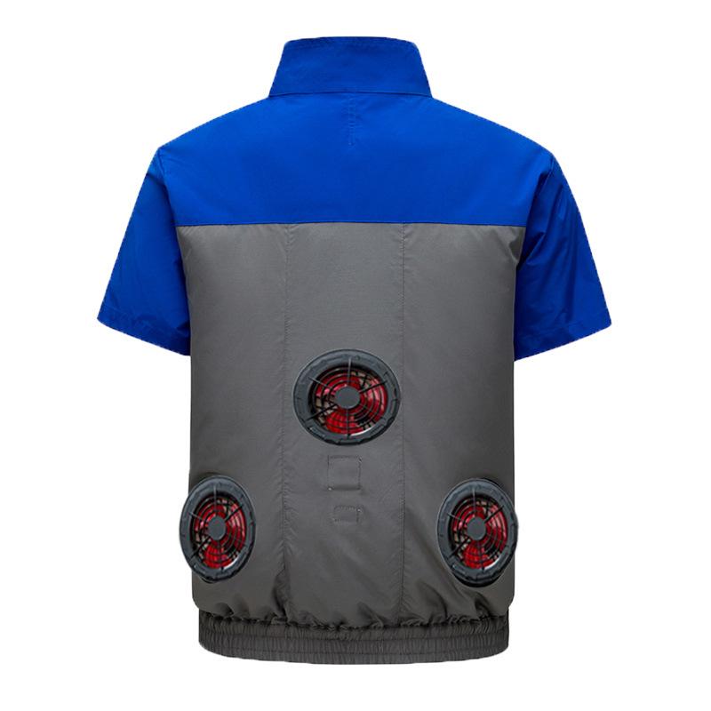 Cooling Air Conditioning Vest with Fan: Sun Protection Short Sleeve for Outdoor Heatstroke Prevention