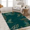 Flannel Printed Tropical Leaf Design Area Rug Green Gold Pattern Soft Non Slip Floor Mat For Living Room Bedroom Home Decor
