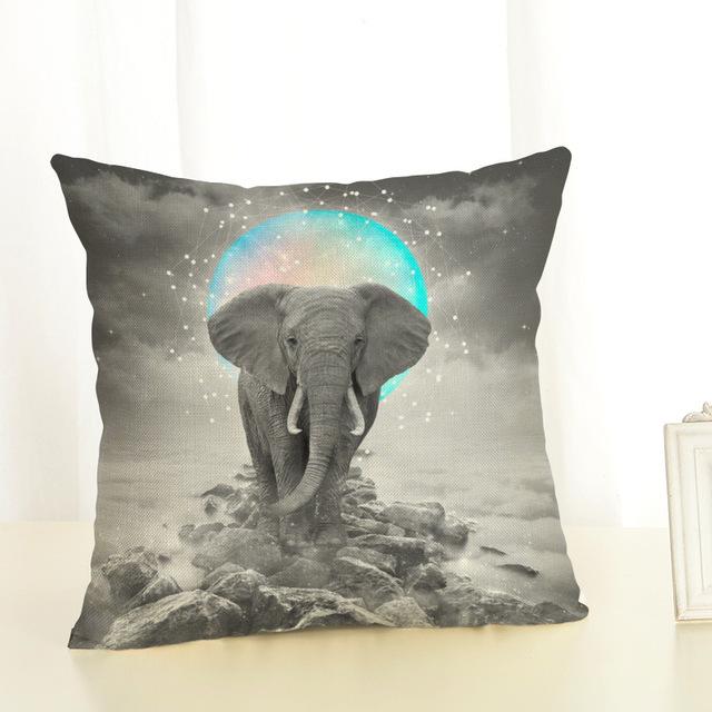 Creative Cartoon Elephant Cushion Cover Cotton Linen Elephant Printing Pillow Case For Sofa Home Decoration Almohada Zt89