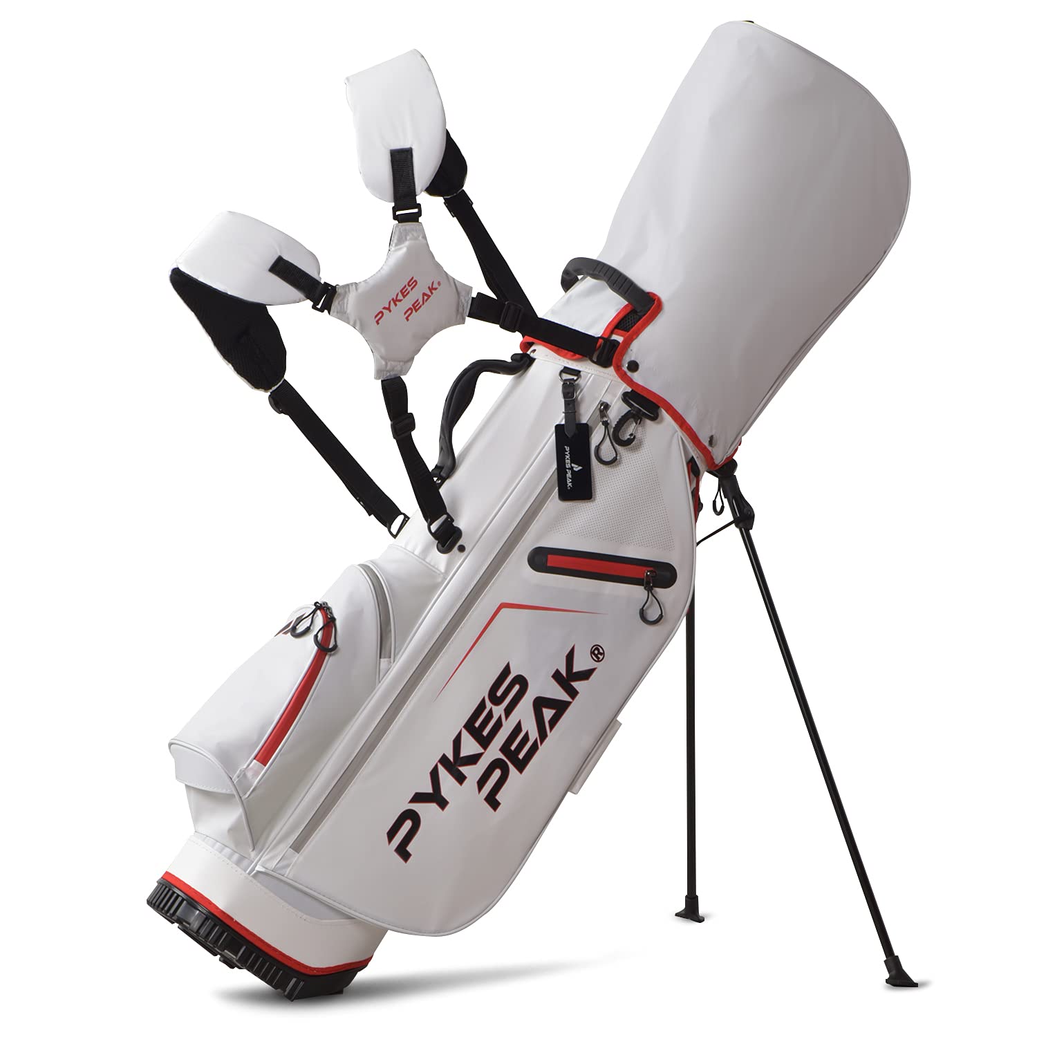 

Сумка для гольфа PYKES PEAK Caddy Bag Stand с отверстием под дюймы Pikes Peak SNOW WHITE [легкая, 2,4 кг/5-составная рама/тип 9.0/совместимая с 47] Мужская Женская [COOL